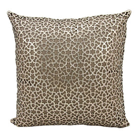 Mina Victory Couture Natural Hide Arabic Geometric Gold-Beige 18" x 18" Throw Pillow