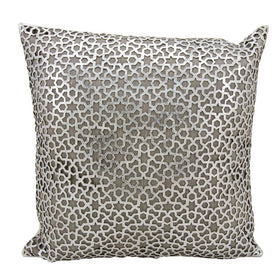 Mina Victory Couture Natural Hide Arabic Geometric Silver/White 18" x 18" Throw Pillow