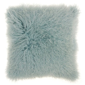Mina Victory Couture Fur Tibetan Sheepskin Celadon 20" x 20" Throw Pillow