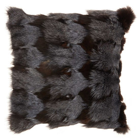 Mina Victory Couture Fur Fox Fur Dark Gray 20" x 20" Throw Pillow