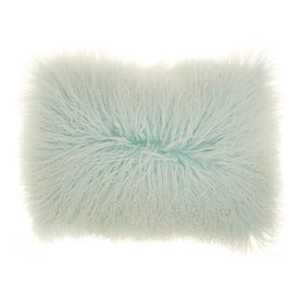 Mina Victory Fur Remen Poly Faux Fur Seafoam 14" x 24" Lumbar Throw Pillow