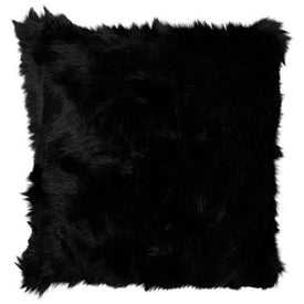 Mina Victory Fur Remen Poly Faux Fur Black 22" x 22" Throw Pillow
