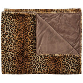 Mina Victory Fur Leopard Faux Fur Brown 50" x 60" Throw Blanket