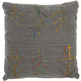 Life Styles Sari Figures Charcoal 18" x 18" Throw Pillow