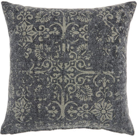 Mina Victory Life Styles Distress Damask Charcoal 22" x 22" Throw Pillow