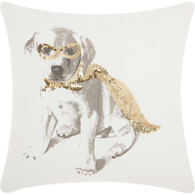 Mina Victory Trendy Hip & New Age Glitter Super Dog Gold 18" x 18" Throw Pillow