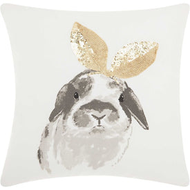 Mina Victory Trendy Hip & New Age Glitter Bunny Ears Gold 18" x 18" Throw Pillow