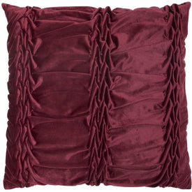 Life Styles Burgundy Velvet Ruffle Pleats 22" x 22" Throw Pillow