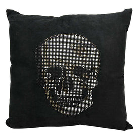 Mina Victory Luminescence Rhinestone Skull Black 18" x 18" Throw Pillow