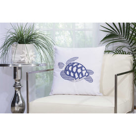 Mina Victory Sea Turtle White 18" x 18" Outdoor Throw Pillow