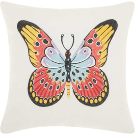 Kathy Ireland Butterflies White Outdoor 18" x 18" Throw Pillow