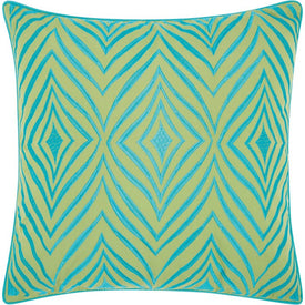 Mina Victory Embellished Wild Chevron Green/Turquoise 18" x 18" Outdoor Throw Pillow