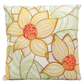 Mina Victory Two Sunflowers White 18" x 18" Outdoor Throw Pillow