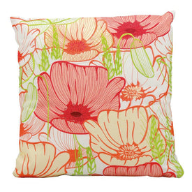 Mina Victory Primrose Flowers White 18" x 18" Outdoor Throw Pillow