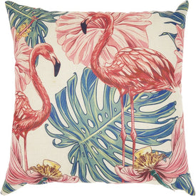 Trendy Hip New-Age Velvet Flamingos Multi-Color 18" x 18" Throw Pillow