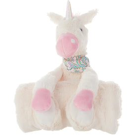 Mina Victory Plush Unicorn with Blanket Ivory 7" x 17" Animal Pillow