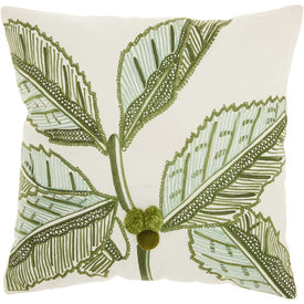 Mina Victory Royal Palm Tropical Leaves Green 16" x 16" Throw Pillow