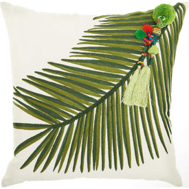 Mina Victory Royal Palm Right Tassel Green 20" x 20" Throw Pillow
