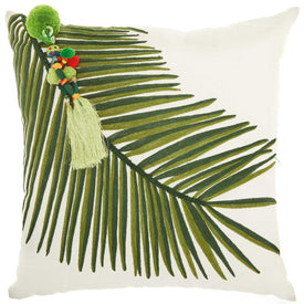 Mina Victory Royal Palm Left Tassel Green 20" x 20" Throw Pillow