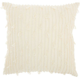 Mina Victory Life Styles Textured Stripes Ivory 18" x 18" Throw Pillow
