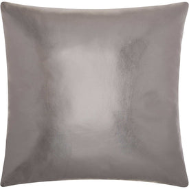 Mina Victory Couture Natural Hide Metallic Leather Pewter 20" x 20" Throw Pillow
