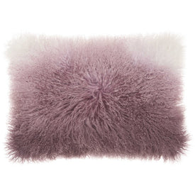 Mina Victory Couture Fur Ombre Tibetan Lambskin Lavender/White 14" x 20" Lumbar Throw Pillow