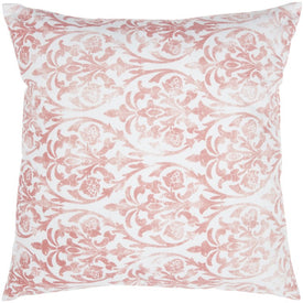 Life Styles Faded Damask Coral 20" x 20" Throw Pillow