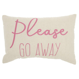 Trendy Hip New-Age Please Go Away Pink 12" x 18" Throw Pillow