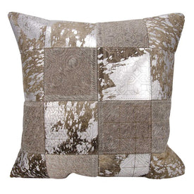 Mina Victory Couture Natural Hide Laser-Cut Tiles Gray/Silver 20" x 20" Throw Pillow