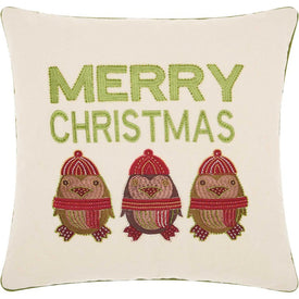 Kathy Ireland Christmas Merry Owls Natural 16" x 16" Throw Pillow