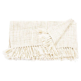 Mina Victory Basket Weave Cream 50" x 60" Throw Blanket