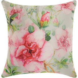 Mina Victory Watercolor Roses Multi-Color 20" x 20" Outdoor Throw Pillow