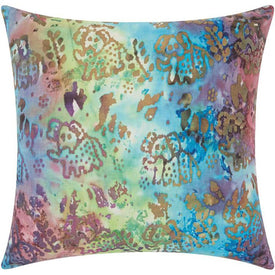 Mina Victory Watercolor Elephants Multi-Color 20" x 20" Outdoor Throw Pillow
