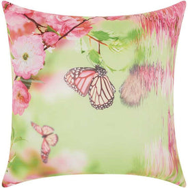 Mina Victory Butterfly Reflection Multi-Color 20" x 20" Outdoor Throw Pillow