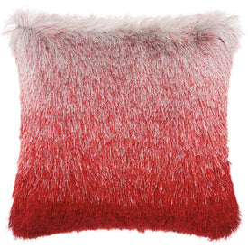 Mina Victory Illusion Shag Red/Silver 20" x 20" Throw Pillow