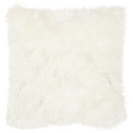 Mina Victory Lurex Remen Faux Fur White 20" x 20" Throw Pillow