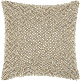 Mina Victory Couture Luster Diamond Chevron Ivory 12" x 12" Throw Pillow