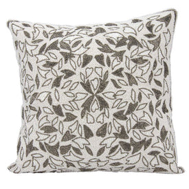 Mina Victory Couture Luster Beaded Vines Pewter 18" x 18" Throw Pillow