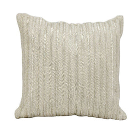 Michael Amini Beaded Stripes Silver 18" x 18" Throw Pillow