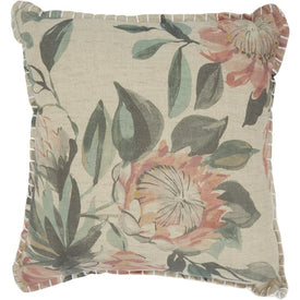 Mina Victory Life Styles Printed Floral Natural 20" x 20" Throw Pillow