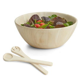 Provencal Collection 12" Wood Salad Serving Bowl with Pair of Servers