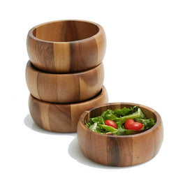Calabash Individual Wood Salad Bowls Set of 4