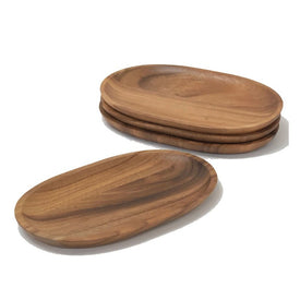 Small Oval Wood Serving Trays Set of 4