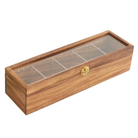 Five-Compartment Wood Tea Storage Box