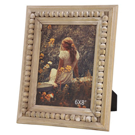 Natural Wood Picture Frame with Decorative Bead Trim - OPEN BOX