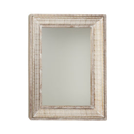 Whitewashed Wood and Gold Metal Wall Mirror