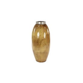 Ceramic Floor Vase with Brown and Beige Finish
