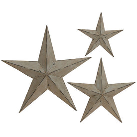 Decorative Silver Iron Star Wall Decor Set of 3