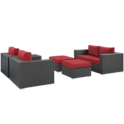 Product Image: EEI-1879-CHC-RED-SET Outdoor/Patio Furniture/Outdoor Sofas