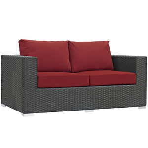 EEI-1880-CHC-RED-SET Outdoor/Patio Furniture/Outdoor Sofas